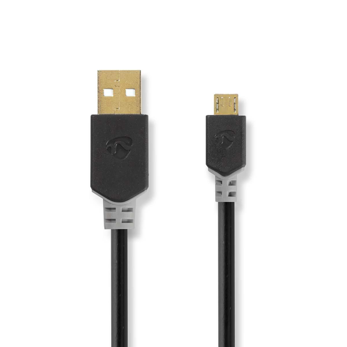 Nedis USB laidas | USB 2.0 | USB-A vyrelis | USB Micro-B jungtis | 480Mbps | Paauksuotas | 1,00 m | apvalus | PVC | Antracitas | Pakuotė su peržiūros langeliu