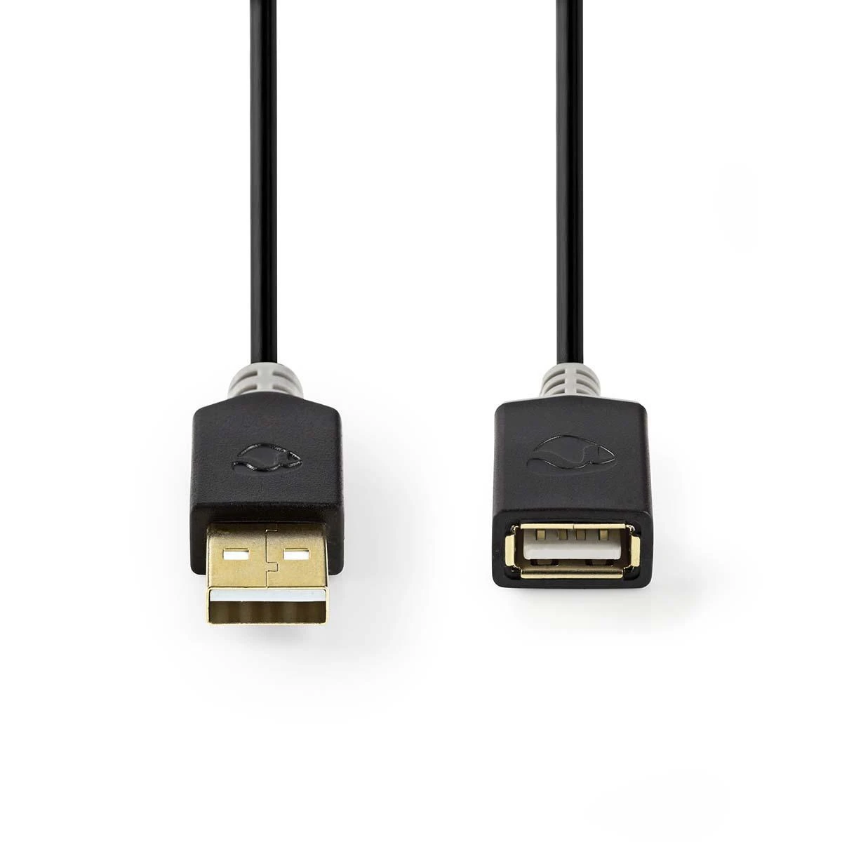 Nedis USB laidas | USB 2.0 | USB-A vyrelis | USB-A lizdas | 480Mbps | Paauksuotas | 2,00m | apvalus | PVC | Antracitas | Pakuotė su peržiūros langeliu