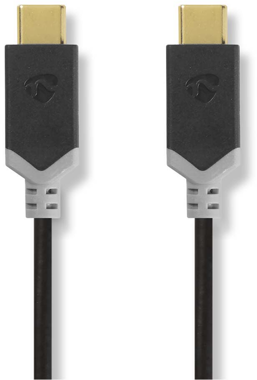 Nedis USB laidas | USB 3.2 Gen 1 | USB-C™ jungtis | USB-C™ jungtis | 4K@60Hz | 5 Gbps | Nikeliuotas | 1,00 m | apvalus | PVC | Antracitas | Pakuotė su S