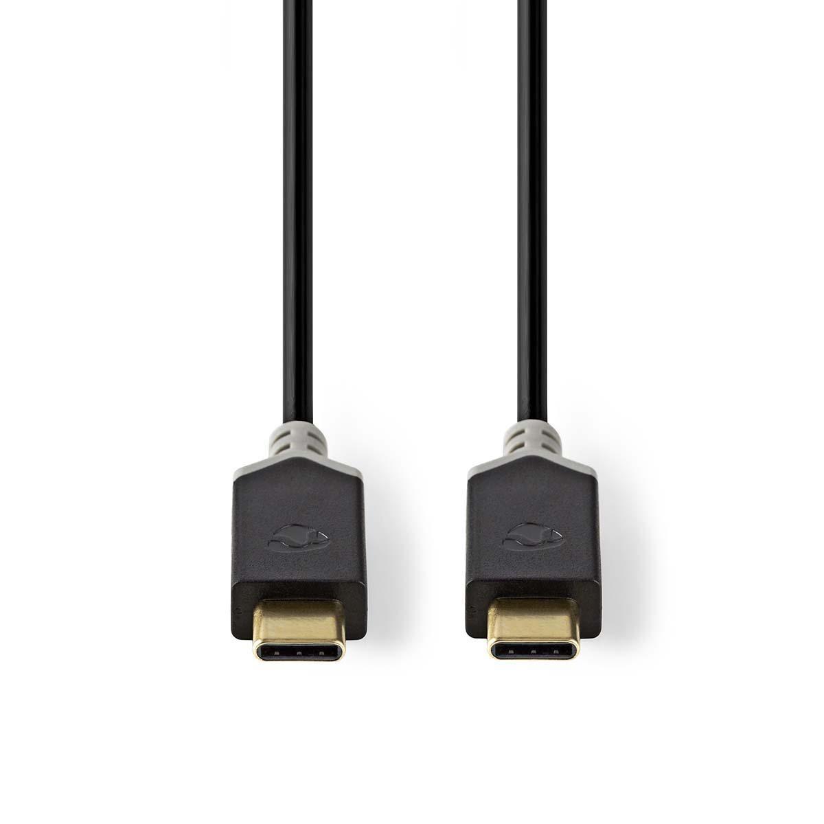 Nedis USB laidas | USB 3.2 Gen 1 | USB-C™ jungtis | USB-C™ jungtis | 4K@60Hz | 5 Gbps | Nikeliuotas | 1,00 m | apvalus | PVC | Antracitas | Pakuotė su S