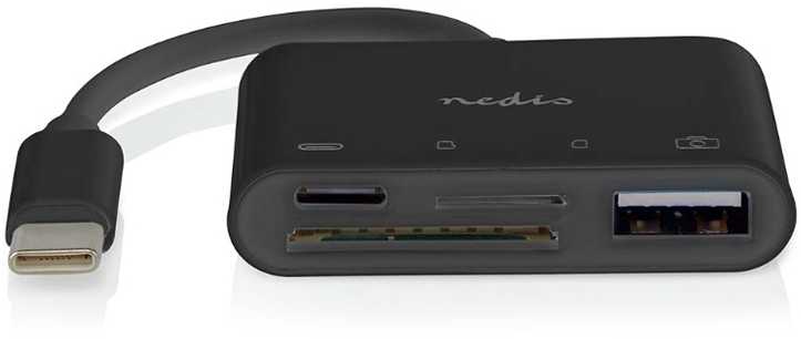 Nedis USB šakotuvas 1x USB-C™ 1x USB A 1x USB-C™ – 4 prievadų prievadas (-ai) | USB 2.0, maitinamas per USB, SD ir MicroSD