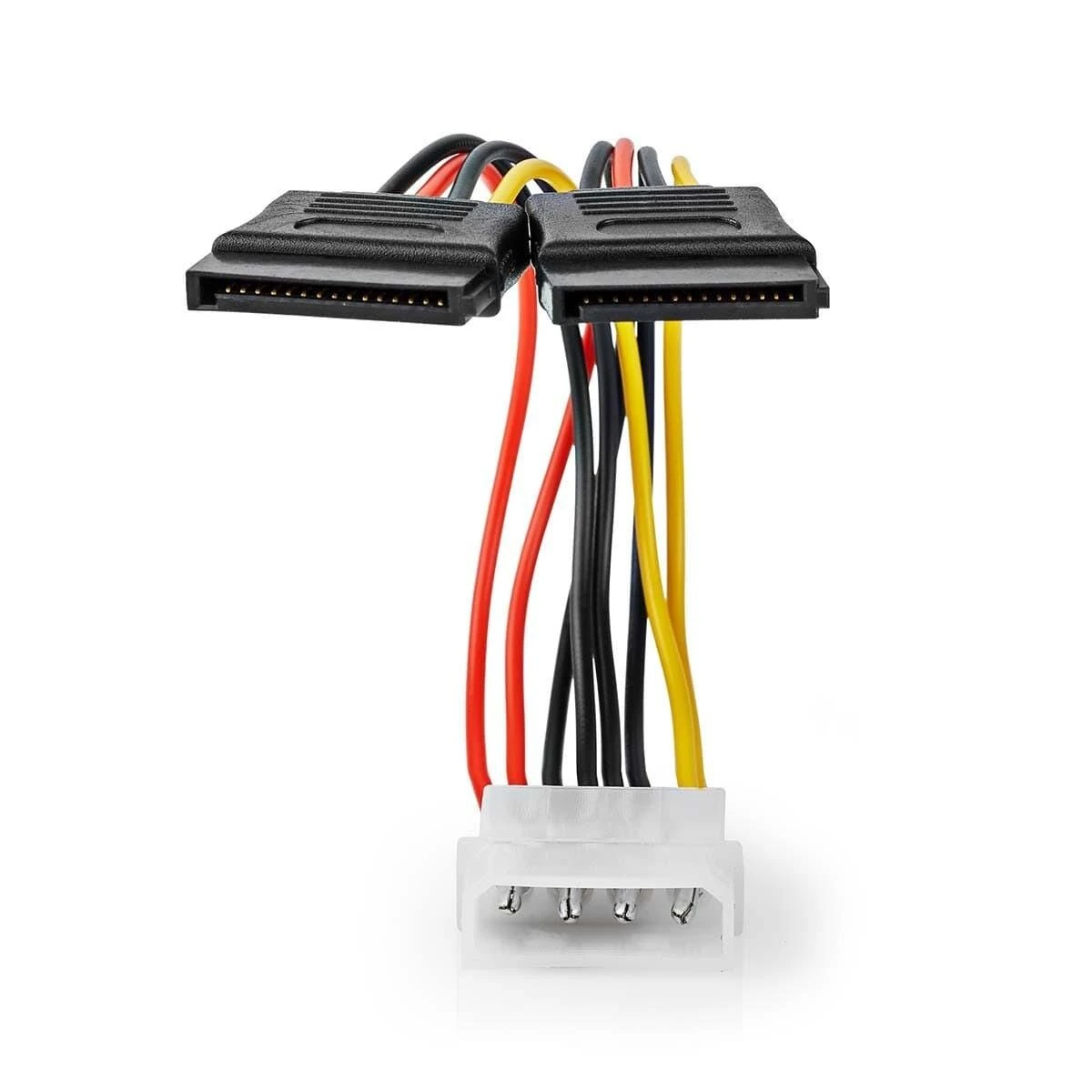 Nedis vidaus maitinimo kabeliai | Molex jungtis | 2x SATA 15 kontaktų lizdas | Paauksuotas | 0,15 m | apvalus | PVC | Įvairiaspalvis | vokas