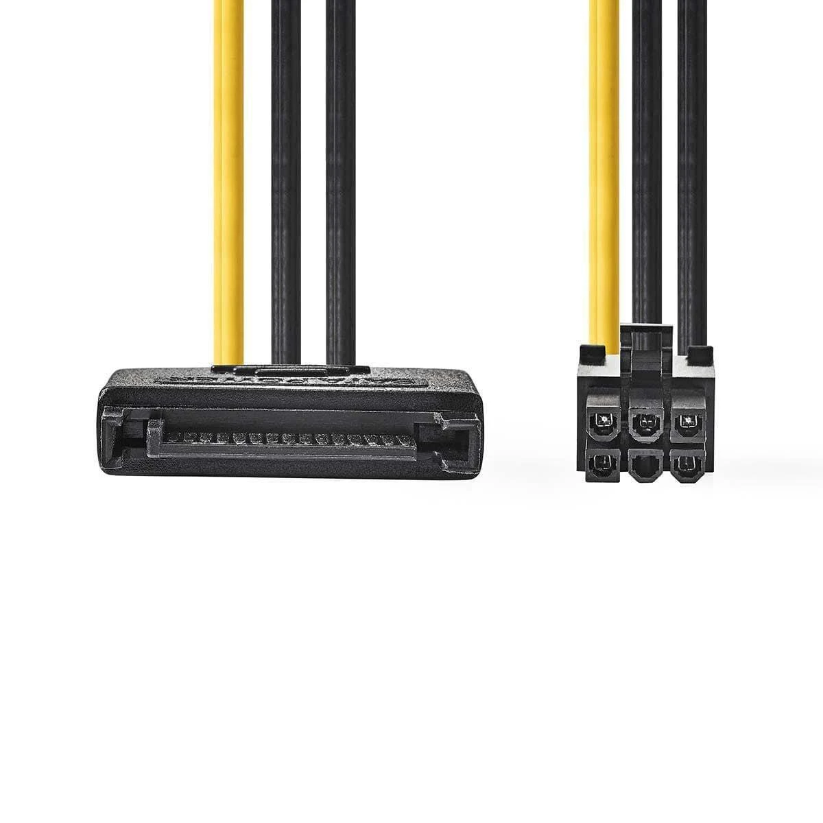 Nedis vidaus maitinimo kabeliai | SATA 15 kontaktų jungtis | PCI Express lizdas | Paauksuotas | 0,20 m | apvalus | PVC | Geltona / Juoda | plastikinis maišelis
