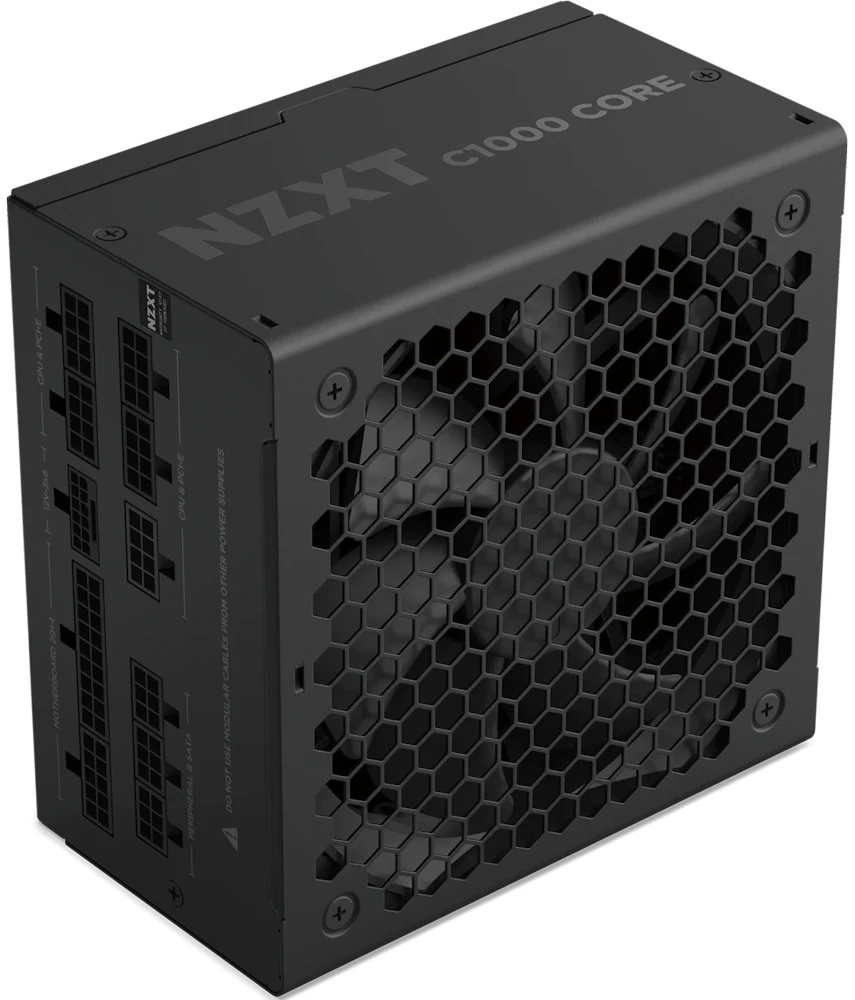 Nzxt C1000 GOLD CORE (juodos spalvos, 1 x 12 kontaktų didelės galios GPU, 3 x PCIe, kabelių valdymas, 1000 vatų)