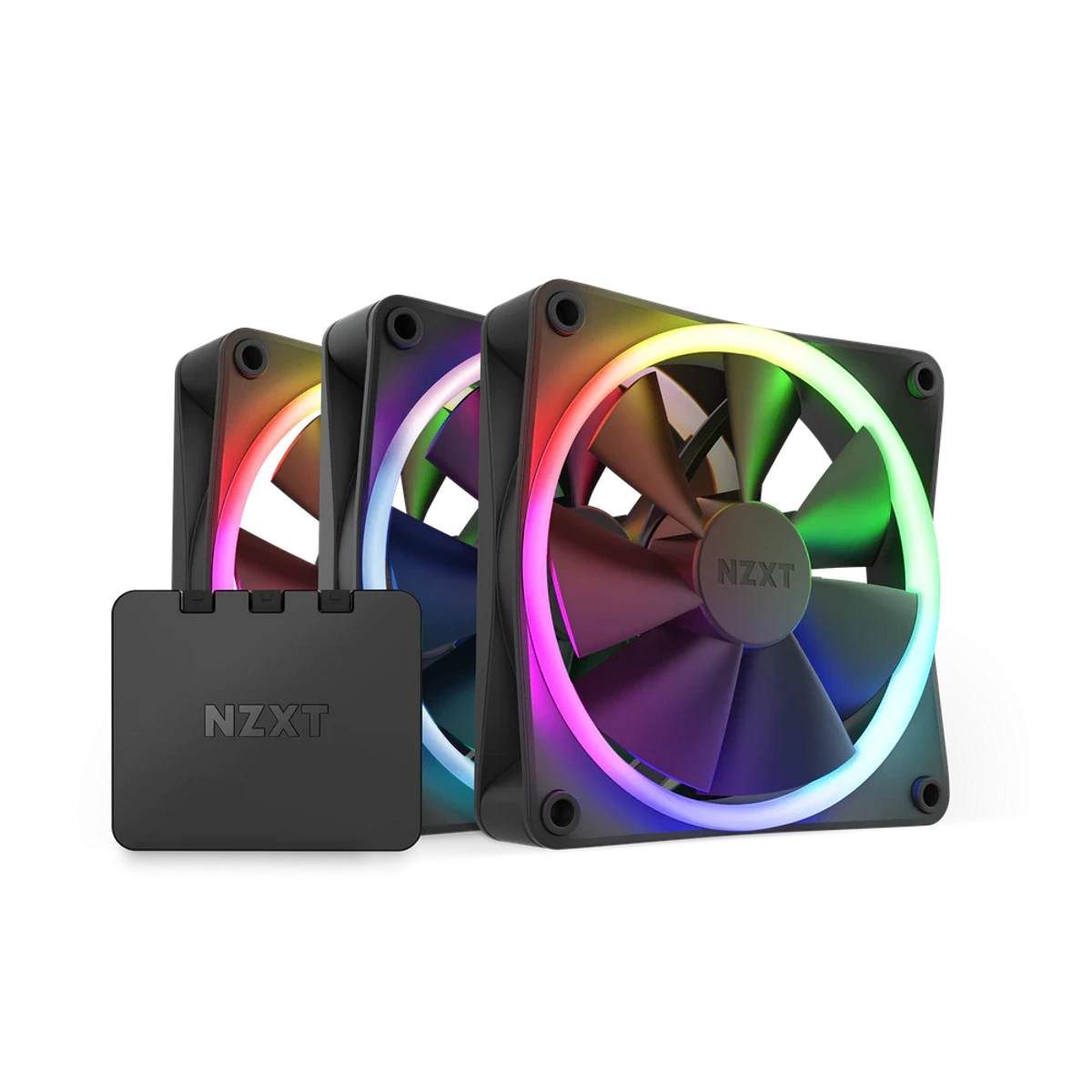 NZXT F120 RGB 120mm juoda - 3 ventiliatorių + valdiklio rinkinys
