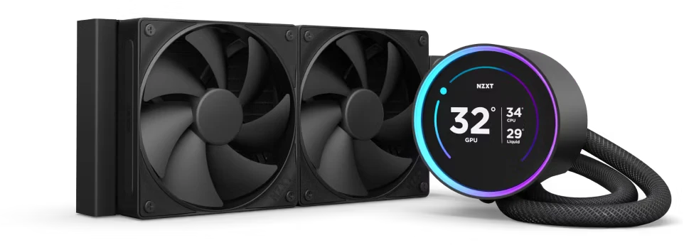 Nzxt Kraken Elite 240 su LCD ekranu ir dviem ventiliatoriais