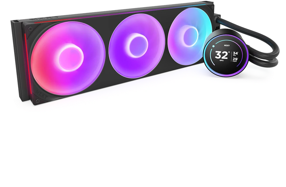 NZXT Kraken Elite 420 su RGB ventiliatoriais ir LCD ekranu