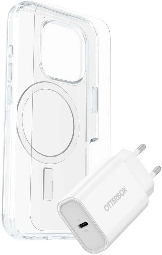 OtterBox KIT Apple iPhone 16 Pro Dėklas/Stiklas/Įkroviklis 30W baltas
