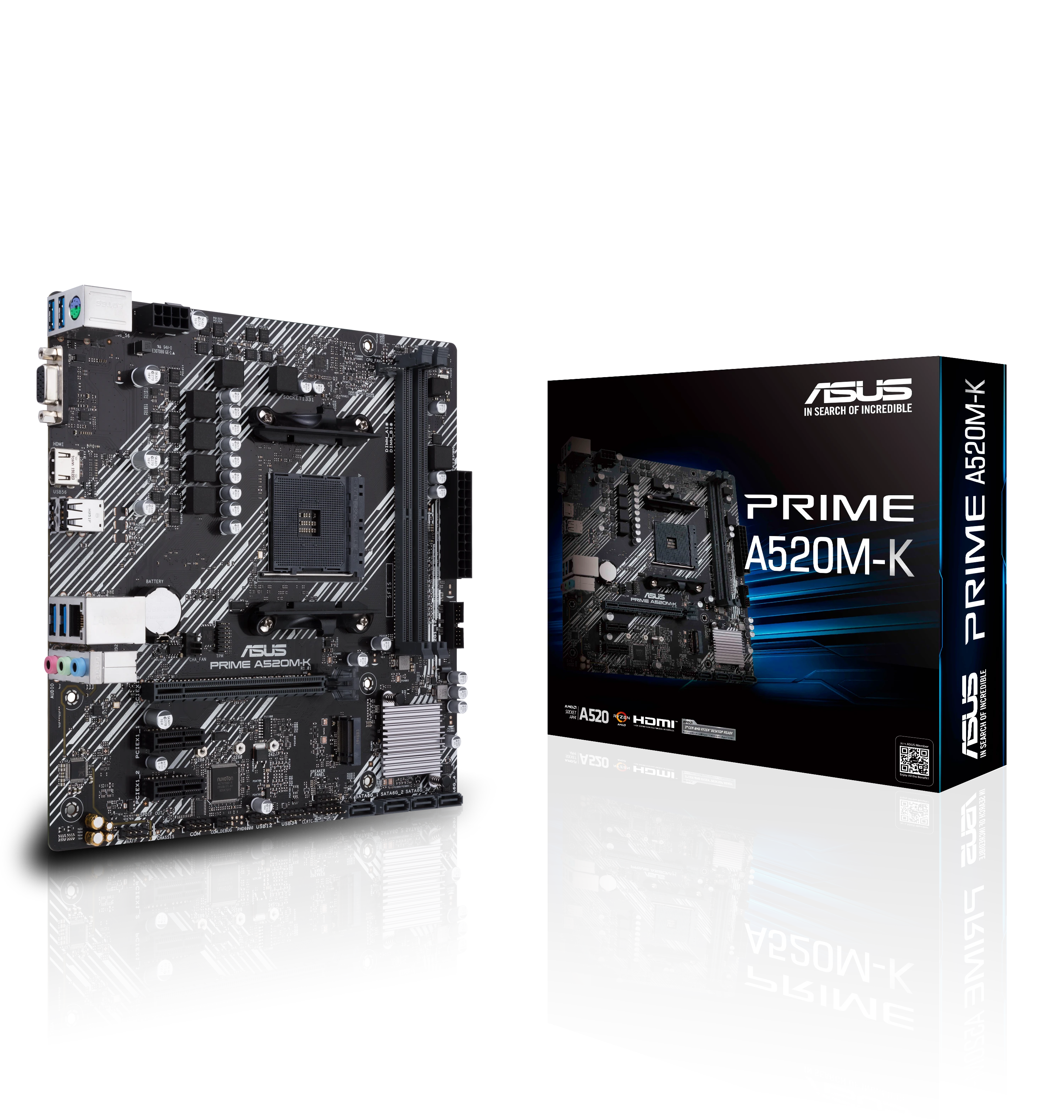 Pagrindinė plokštė ASUS AMD A520 / SAM4 / MicroATX / 2xPCI-Express 3.0 1x / 1xPCI-Express 3.0 16x / 1xM.2 / Memory DDR4 / Atminties lizdai 2 / 1x15pin D-sub / 1xHDMI / 2xUSB 2.0 / 4xUSB 3.2 type B / 1xPS/2 / 3xStereo jack 3.5mm / 1xRJ45