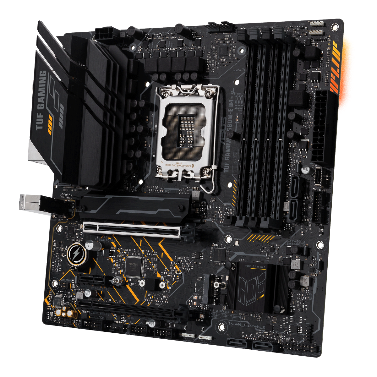 Pagrindinė plokštė Asus TUF GAMING B660M-E D4 Procesorių šeima Intel procesoriaus lizdas LGA1700 DDR4 DIMM Atminties lizdai 4 Palaikomos standžiojo disko sąsajos SATA, M.2 SATA jungčių skaičius 4 Mikroschemų rinkinys Intel B660 microATX
