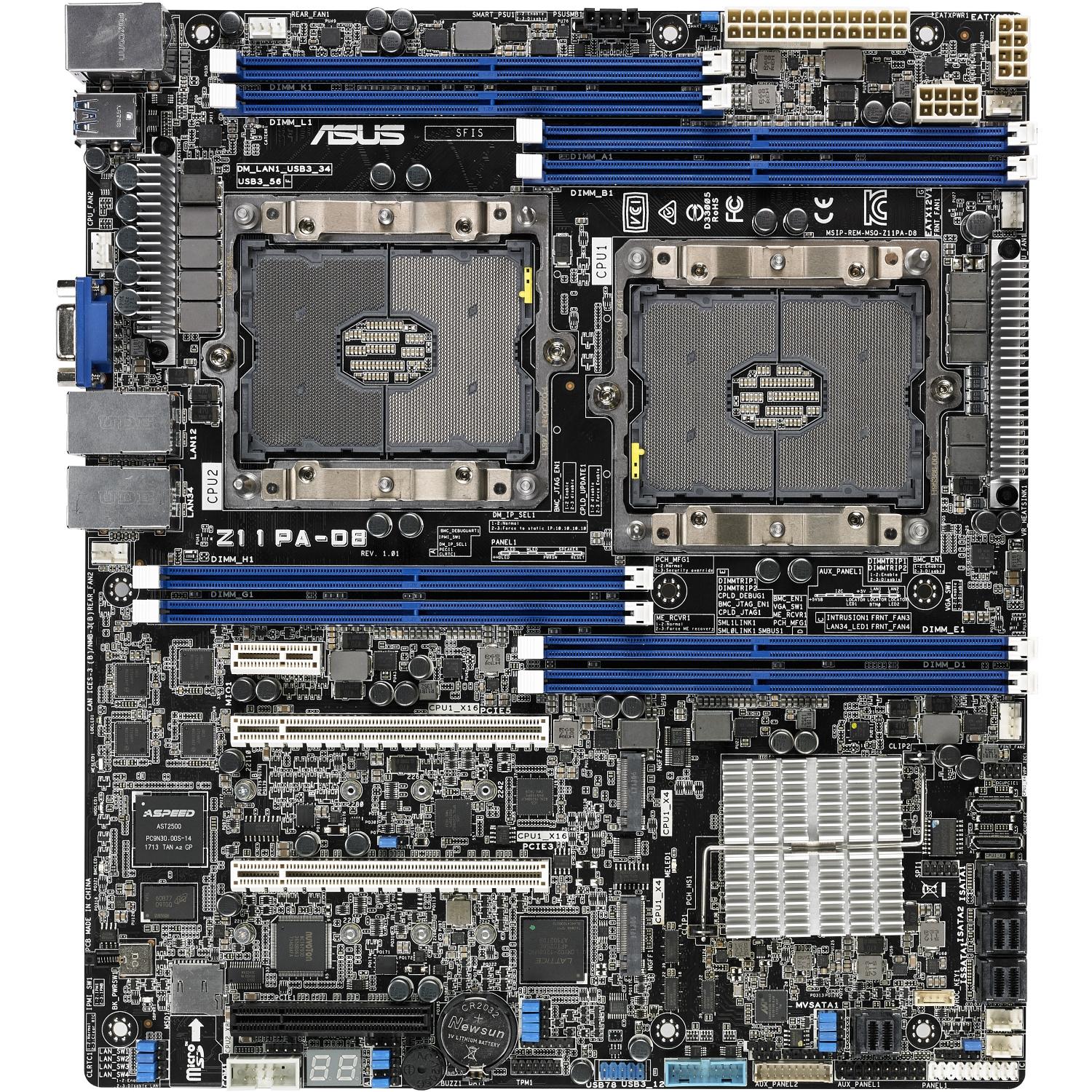 Pagrindinė plokštė ASUS Server Z11PA-D8, 2xLGA 3647, C621, 8DIMM, 3PCIe, 14SATA+2M.2, 4x1GbE