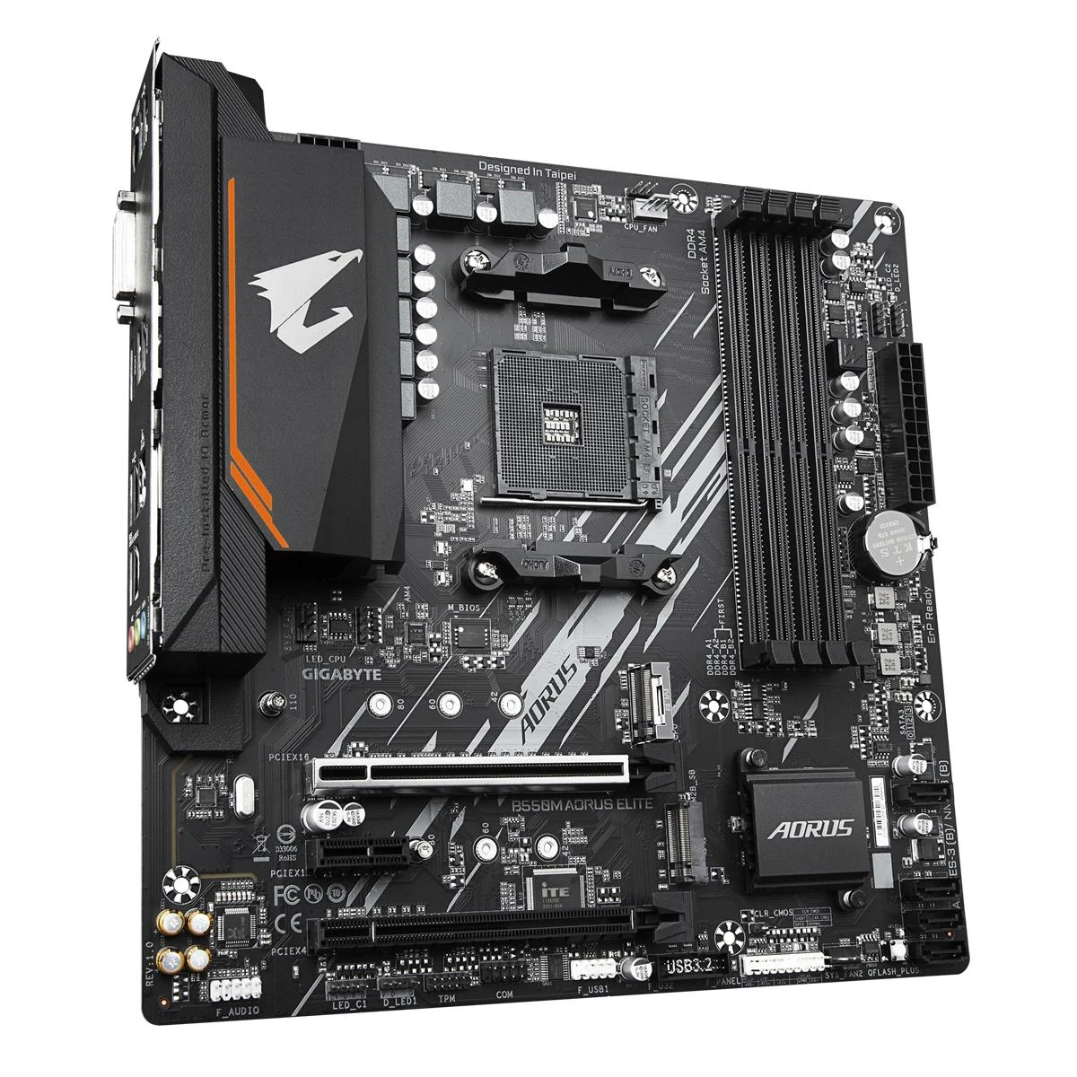 Pagrindinė plokštė Gigabyte B550M AORUS Elite/AM4/Micro-ATX/Memory DDR4/Atminties lizdai 4/1xPCI-Express 3.0 1x/1xPCI-Express 3.0 4x/1xPCI-Express 4.0 16x/2xM.2/1xDVI-D/1xHDMI/2xAudio-In/1xAudio-Out/4xUSB 2.0/4xUSB 3.2/1xPS/2/1xRJ45