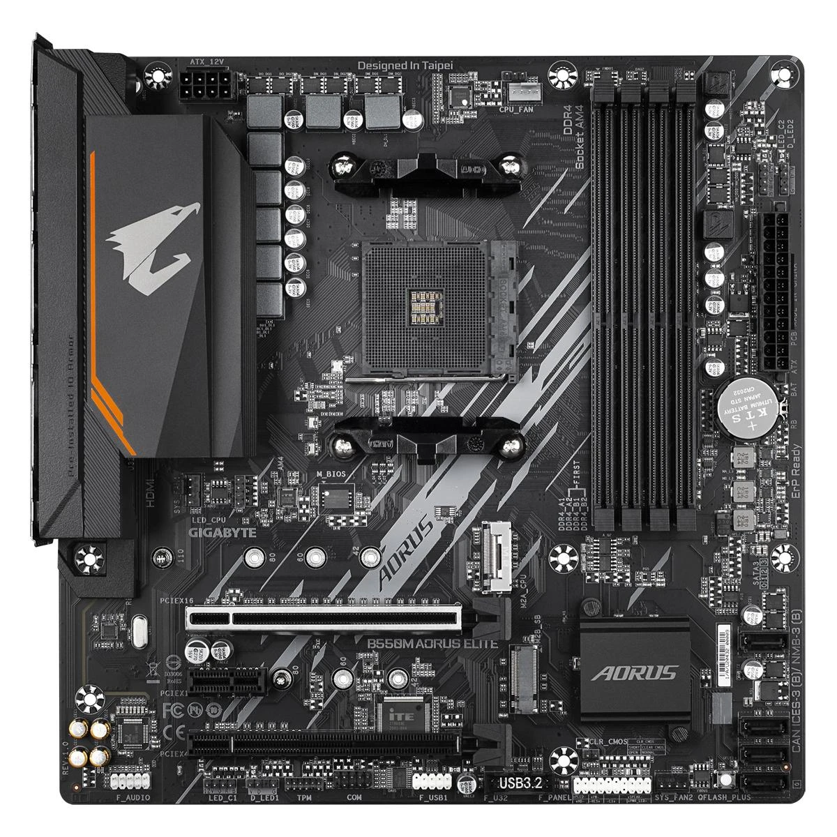 Pagrindinė plokštė Gigabyte B550M AORUS Elite/AM4/Micro-ATX/Memory DDR4/Atminties lizdai 4/1xPCI-Express 3.0 1x/1xPCI-Express 3.0 4x/1xPCI-Express 4.0 16x/2xM.2/1xDVI-D/1xHDMI/2xAudio-In/1xAudio-Out/4xUSB 2.0/4xUSB 3.2/1xPS/2/1xRJ45