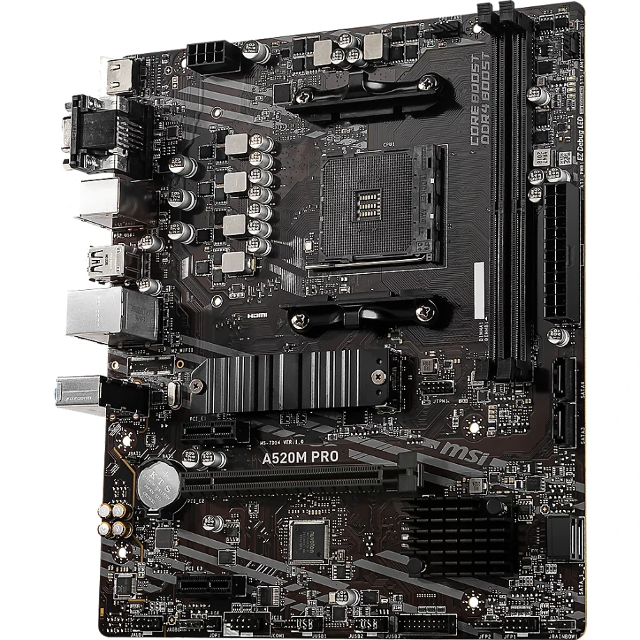 Pagrindinė plokštė MSI | A520M PRO | Processor family AMD | Processor socket AM4 | DDR4 | Atminties lizdai 2 | Chipset AMD A | Micro ATX