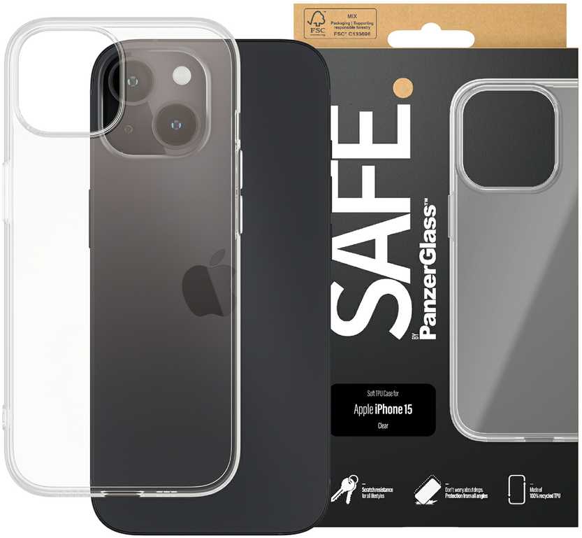 Panzer Glass SAFE by PanzerGlass Recycled TPU Apple iPhone 15/14/13 - dėklas telefonui skaidrus