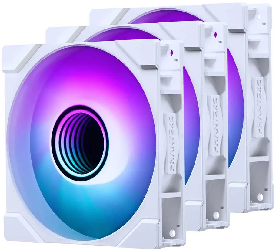PHANTEKS M25 Gen2 PWM D-RGB korpuso ventiliatorius, 3er-Pack – 120mm, baltos spalvos