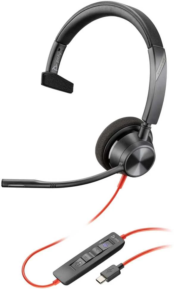 Ausinės POLY Blackwire 3310 Microsoft Teams sertifikuota ausinė + USB-C/A adapteris TAA