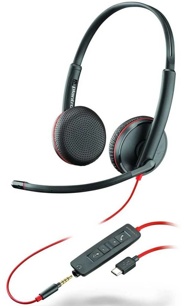 Hewlett Packard (HP) HP „Poly Blackwire 3225“ stereo USB-C ausinės + 3,5 mm kištukas + USB-C/A adapteris (didmeninė prekyba) (209747-201/209751-201)