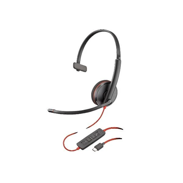 POLY PLANTRONICS BLACKWIRE ausinės C3210, laidinės, monofoninės, USB-C, optimizuotos vieningam ryšiui