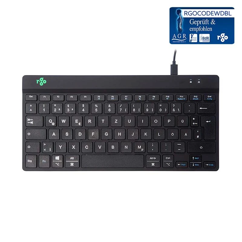 R Go Tools COMPACT BREAK Klaviatūra QWERTZ - DE Juodas su laidu