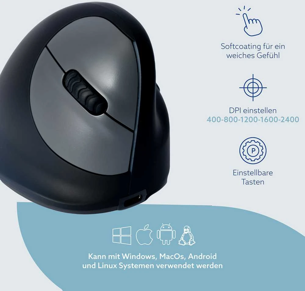R-Go Tools HE Mouse Vertikali Ergonomiška pelė, dešinei rankai, belaidė