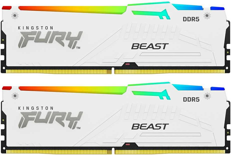 RAM Kingston KF560C30BWEAK2-64 64GB 6000MT/s DDR5 CL30 DIMM (Kit of 2) FURY Beast Baltas RGB EXPO | Kingstonas