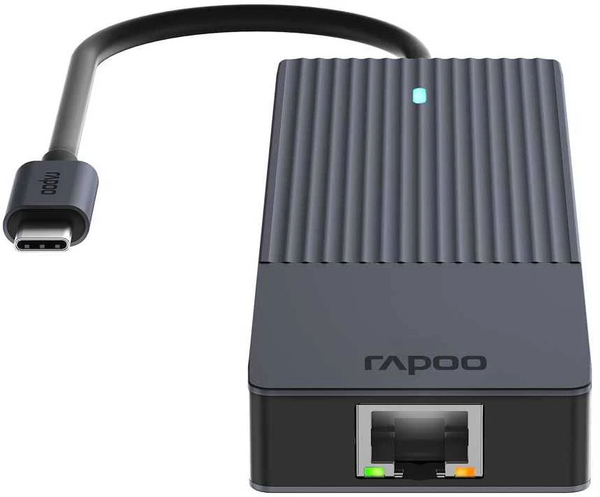 Rapoo USB-C kelių prievadų adapteris 6 viename, pilkas