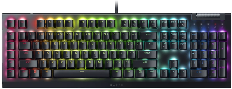 Razer BlackWidow V4 X Gaming -klaviatūra, Full Size, RGB - Žalias Switches, ISO (DE)