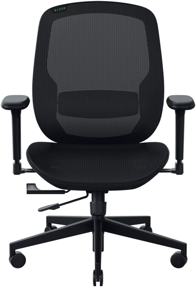 Razer juoda tinklelio kėdė su reguliuojamais porankiais
