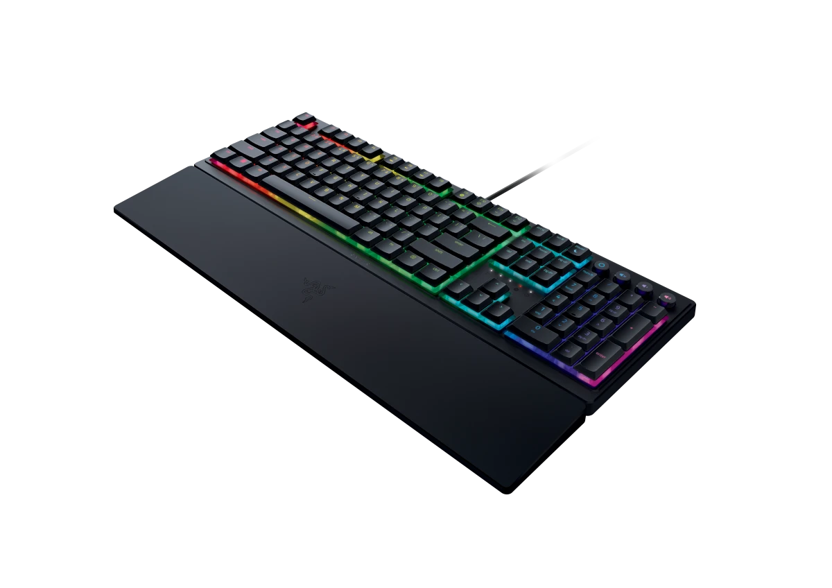 Klaviatūra „Razer Ornata V3“, mechamembraniniai jungikliai, 10 „Razer Chroma RGB“ apšvietimo zonų, 1000 Hz „Ultrapolling“, apšviesti klavišai, minkštas riešo atramos paviršius – vokiškas išdėstymas