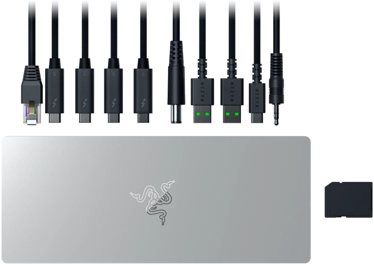 Razer Thunderbolt 5 dokas su sujungtais laidais