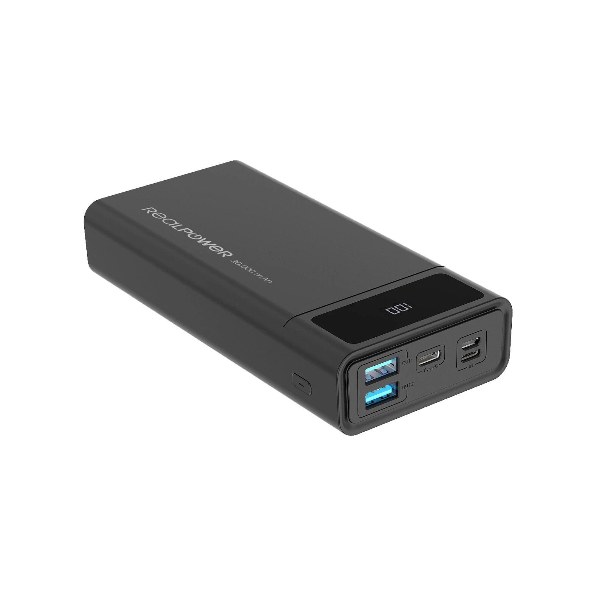 Carruzzo RealPower PB-20k PD 20000 mAh Juoda