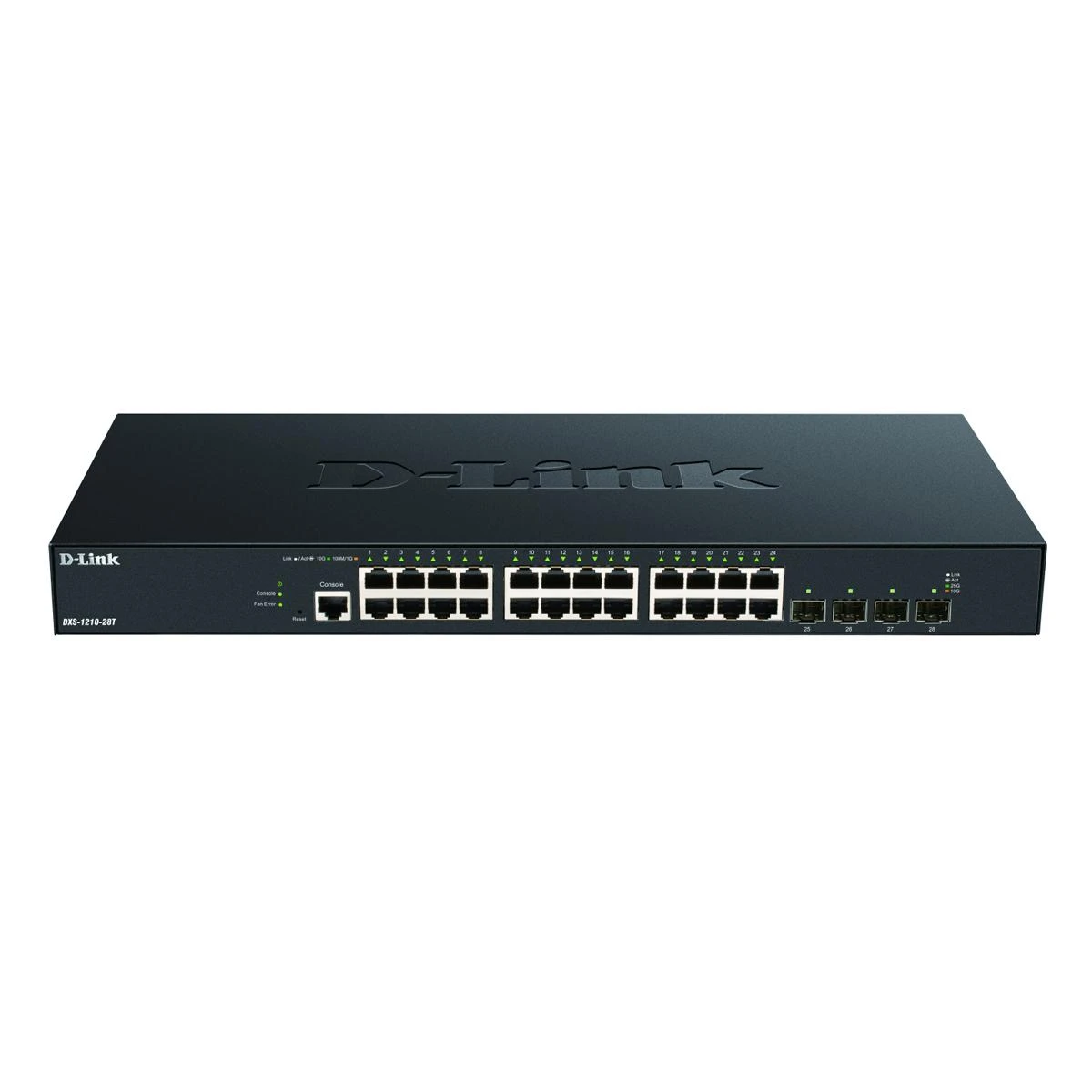 Šakotuvas D-Link DXS-1210-28T 24 prievadų 10GBase-T + 4 prievadų 10/25G SFP28 išmanusis valdomasis komutatorius | D-Link