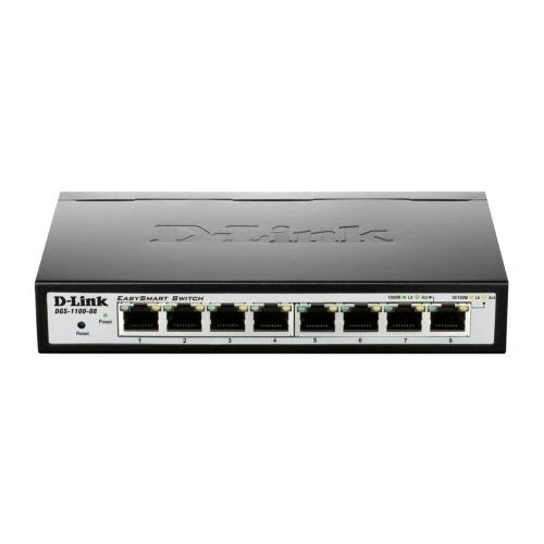 Šakotuvas D-LINK 8-Port Layer2 PoE Smart Gigabit Switch 8x 10/100/1000Mbps TP RJ-45 PoE prievadas 802.3af/at Power-over-Ethernet iki 30 vatų