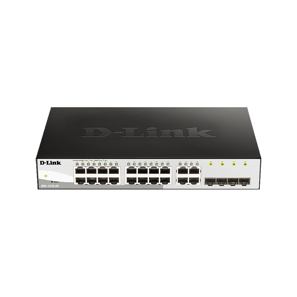 Šakotuvas Komutatorius D-Link DGS-1210-20 (16x 10/100/1000Mbps)