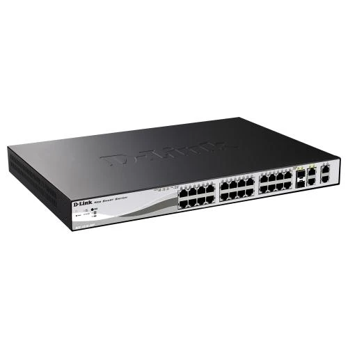 Šakotuvas D-LINK 28-Port Layer2 PoE Gigabit Smart Managed Switch dlink žalias 3.0 24x 10/100/1000Mbit/s TP RJ-45 PoE prievadas 802.3at
