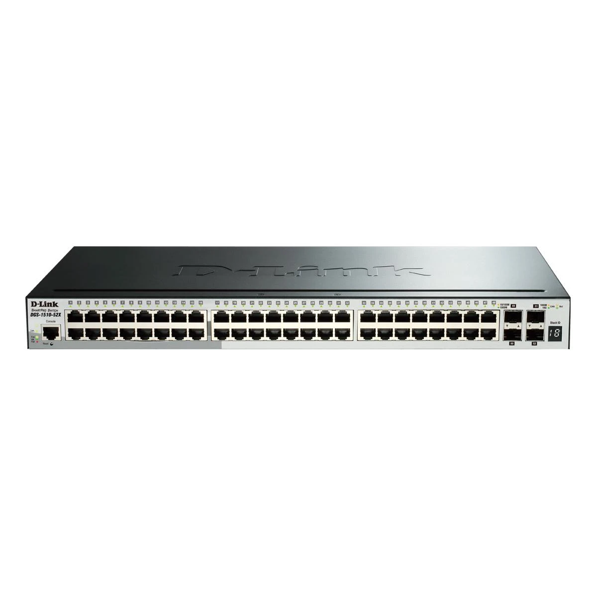 Šakotuvas D-Link | Sukraunamas išmanusis valdomas jungiklis su 10G įkėlimo nuorodomis | DGS-1510-52X/E | Tvarkoma L2 | Montuojamas ant stovo | Gigabit Ethernet (vario) jungtys kiekis 48