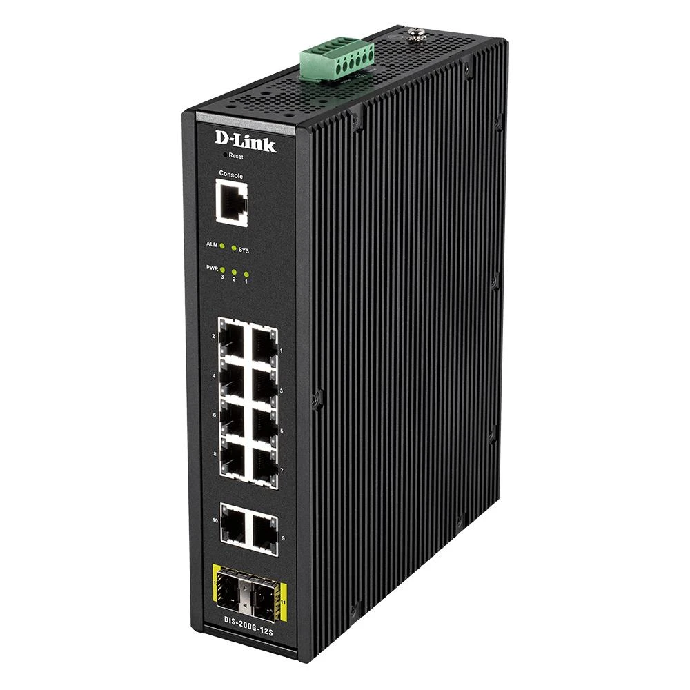 Šakotuvas D-LINK 12 Port L2 Industrial Smart Managed Switch su 10 x 1GBaseTX jungtys ir 2 x SFP jungtys