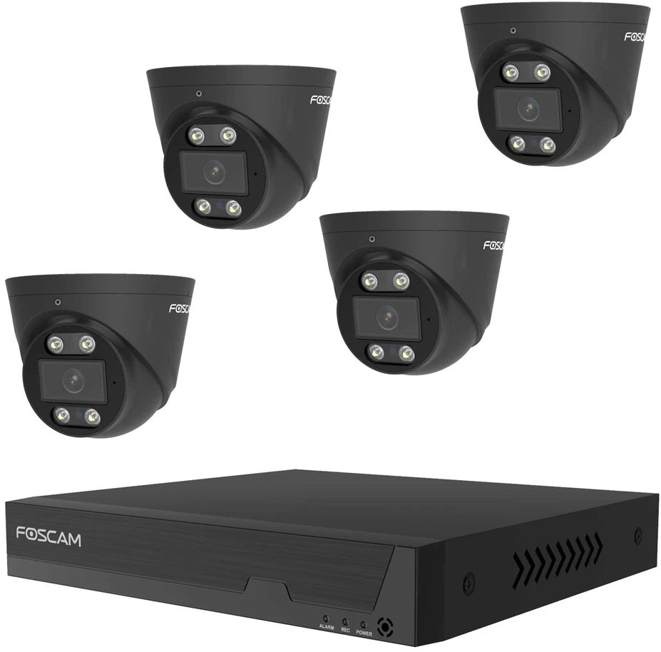 Foscam Fn9108E-T4-2T juodas LAN IP stebėjimo rinkinys, 8 kanalų, 4 kameros, 3840x2160 pikselių