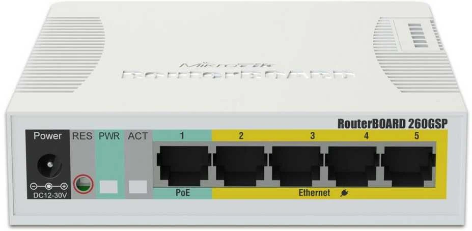 Maršrutizatorius „MikroTik“ | Debesijos maršrutizatorių komutatorius | RB260GSP | Valdomas per internetą | Darbalaukio | SFP jungčių kiekis: 1 | Maitinimo per Ethernet (PoE) jungčių kiekis: 1 | 12 mėn.