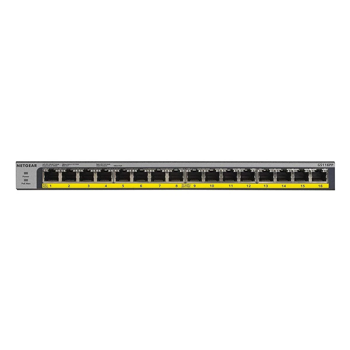 Jungiklis PoE NETGEAR GS116PP-100EUS (16x 10/100/1000Mbps)