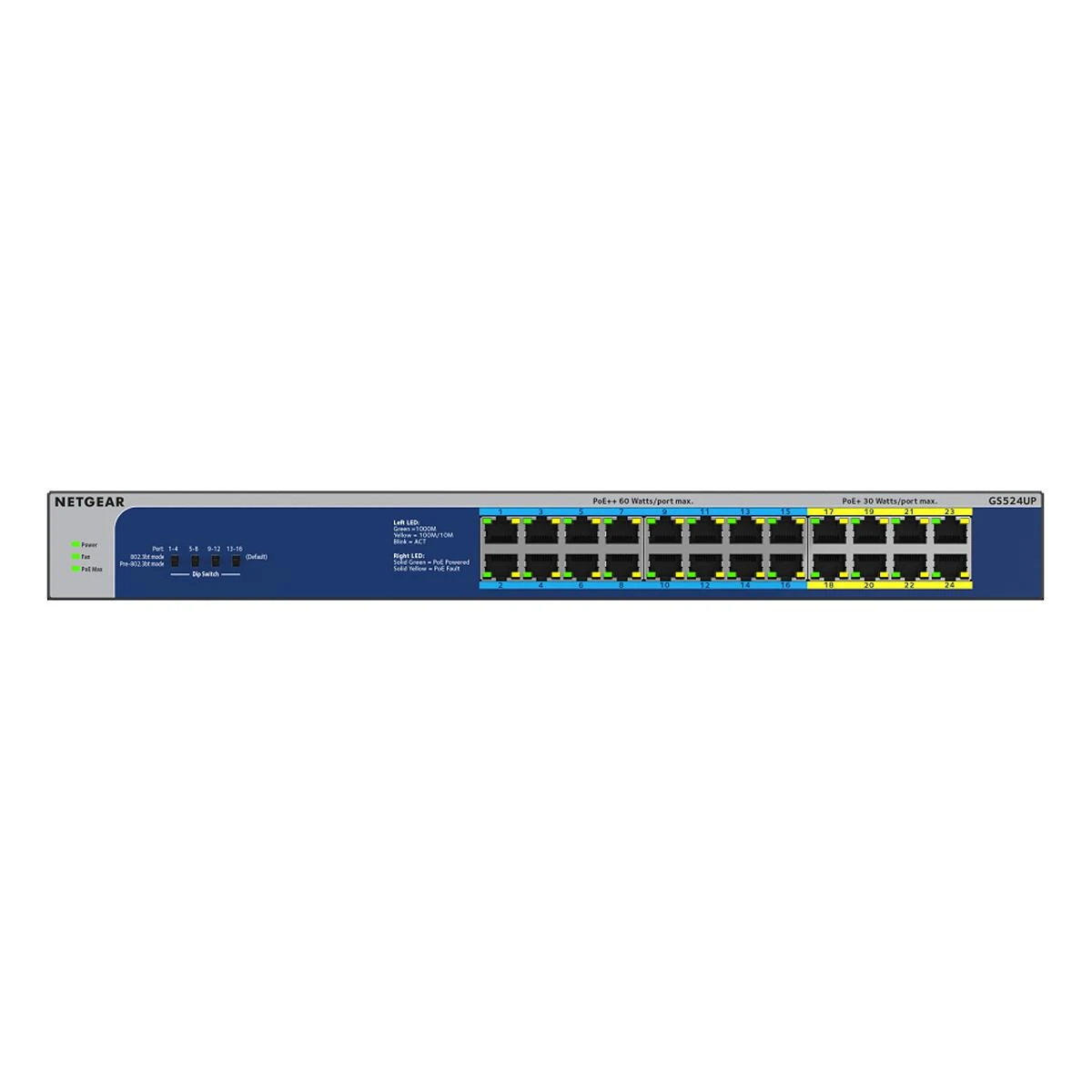 Šakotuvas „Netgear“ jungiklis GS524UP (GS524UP-100EUS) (GS524UP100EUS)