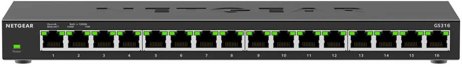 Šakotuvas Komutatorius - Tinklo Komutatorius Netgear GS316 16-Port Gigabit Ethernet 4.1MB Buferis