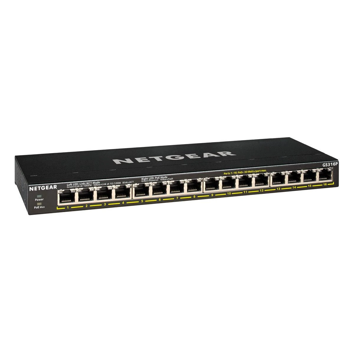 Netgear GS316P Ne-valdomas Gigabit Ethernet (10/100/1000) Juoda Maitinimas per Eternetą (PoE)