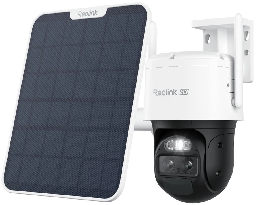 „Reolink 4K“ dviejų objektyvų „Wi-Fi 6“ apsaugos kamera su baterijomis ir saulės baterijomis | „Trackmix“ serija B770 | PTZ | 2,8 mm / F1.6 | H.264 / H.265 | „Micro SD“, maks. 256 GB