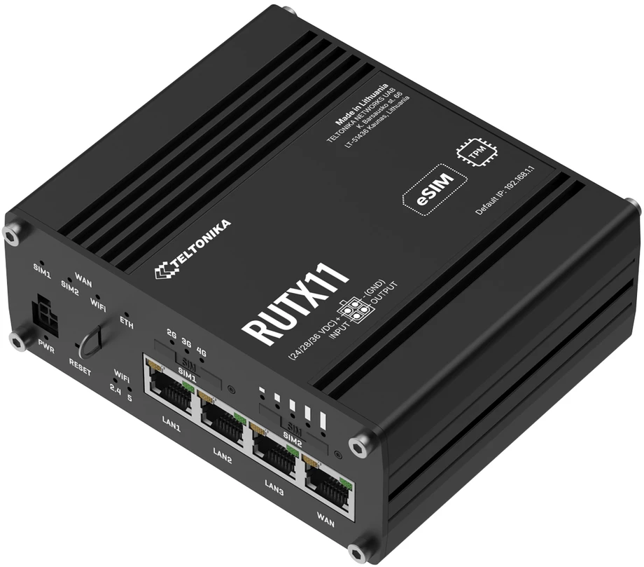 Šakotuvas Maršrutizatorius belaidis Teltonika RUTX11000000 (3G/4G/LTE SIM, 3G/4G/LTE USB, 2,4 GHz, 5 GHz)