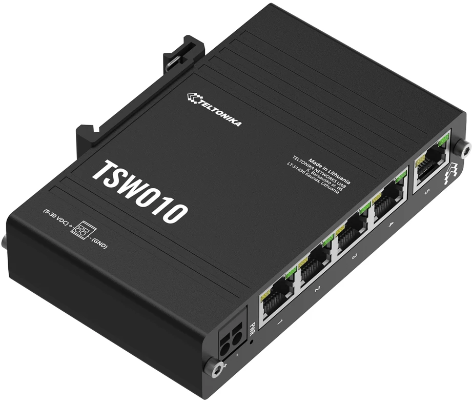 Šakotuvas Teltonika | Ethernet komutatorius | TSW010 | Nevaldomas | Tvirtinamas prie sienos | 10/100 Mbps (RJ-45) jungtys kiekis: 5