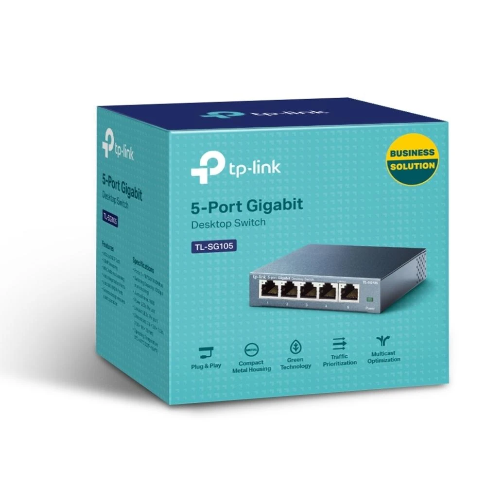 Šakotuvas TP-Link TL-SG105 5-Port Gigabit Switch (1000 Mbit/s, Metallgehäuse, Auto MDI/MDIX)