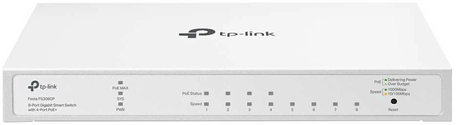 Šakotuvas TP-Link FESTA FS308GP tinklo komutatorius Valdomas Gigabit Ethernet (10/100/1000) Maitinimas per Eternetą (PoE) Balta