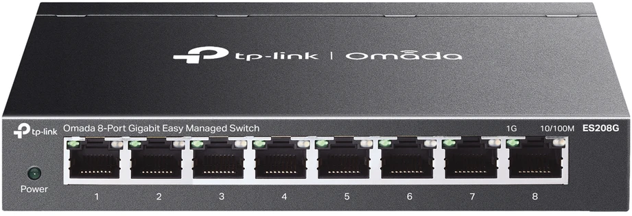 Šakotuvas TP-Link Omada ES208G tinklo komutatorius Valdomas L2 Gigabit Ethernet (10/100/1000) Juodas
